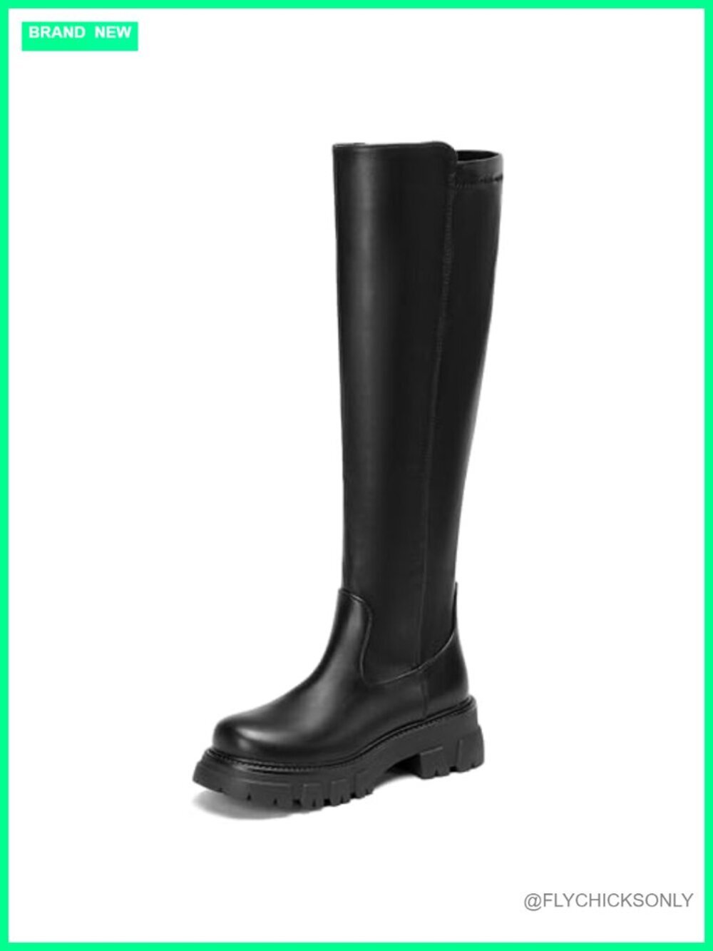 Women's Knee High Boots Platform Rounded Toe Lug Sole Wide Calf Side Zipper